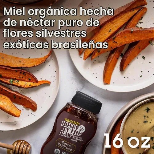 Vista 3 de Honey In The Raw, Miel orgánica cruda y sin filtrar, 16 onzas