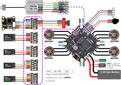 Vista 2 de 40A ESC Control de Vuelo Integrado BEC 5V 2-6S Soporte OSD Baro Blackbox 8MB para RC FPV Drone Quadcopter DIY Piezas