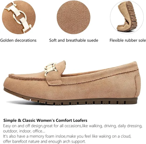 Vista 3 de Mocasines cómodos y ligeros para mujer, zapatos planos de meter sin cordones, estilo informal para el trabajo