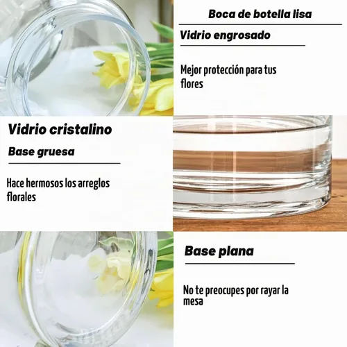 Vista 4 de BLOFLO - Jarrón de vidrio transparente, florero grande de vidrio de 7 pulgadas para flores, jarrones modernos de vidrio grueso para centros de mesa