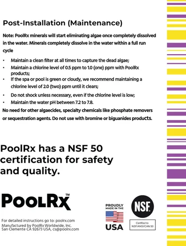 Vista 8 de PoolRx + Paquete de 4 unidades de algicida mineral, control de algas de hasta 6 meses, para 100-400 galones, amarillo y blanco, nueva fórmula