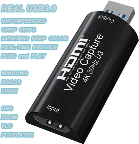 Vista 9 de Tarjeta de captura de video 4K HDMI a USB 3.0 1080P 60FPS Cam Link Tarjeta de captura de juegos Adaptador de tarjeta de captura de pantalla