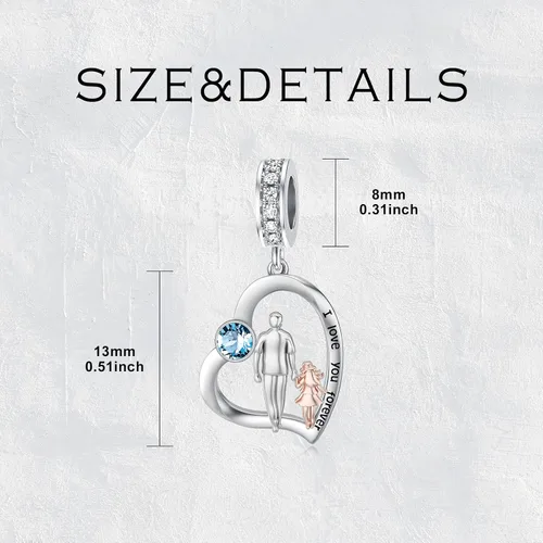 Vista 224 de PROESS Dije para padre, madre e hija, pulsera de plata de ley para pulseras, regalos de cumpleaños, día de San Valentín, para hija, madre, amante