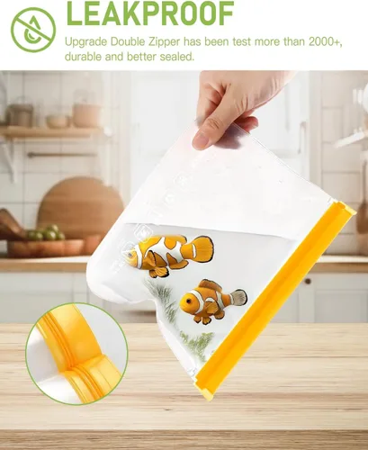 Vista 5 de IDEATECH Paquete de 12 bolsas de almacenamiento de alimentos aptas para lavavajillas, bolsas de congelador sin BPA, bolsas reutilizables