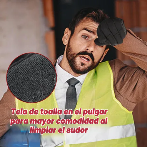 Vista 5 de HANDLANDY Guantes de trabajo para hombre, pantalla táctil, guantes de mecánico, ajuste flexible y transpirable, nudillos y palma acolchados Negro