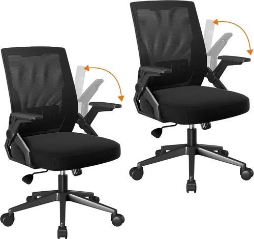 Vista 9 de GTPLAYER Silla de oficina ergonómica con reposabrazos abatibles, silla ejecutiva para computadora en casa, malla transpirable y cómodo soporte Negro