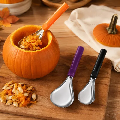 Vista 3 de LUOZZY Separador manual de pulpa de calabaza de acero inoxidable (naranja, morado, negro)