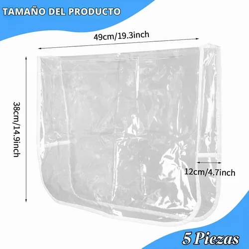 Vista 2 de 5 piezas de cubierta trasera para silla de salón, cubierta de plástico transparente para silla redonda, evita daños a la silla de spa/salón, fundas