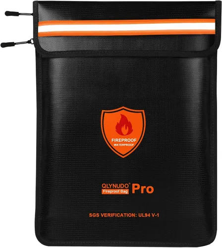 Vista 10 de Bolsa de documentos ignífuga – Bolsa de dinero impermeable ignífuga con cremallera para efectivo/documentos importantes/objetos de valor