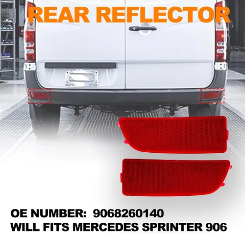 Vista 2 de Reflector de parachoques trasero izquierdo de repuesto para automóvil compatible con Dodge Freightliner Mercedes Benz Sprinter W906 VW Crafter 2E