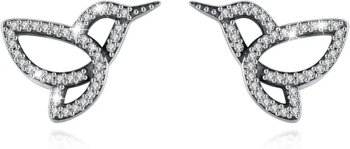 Vista 17 de INFUSEU Pendientes de tuerca de plata de ley con diseños de gato, rana, hongo y conejo, pequeños regalos para mujeres y adolescentes amantes