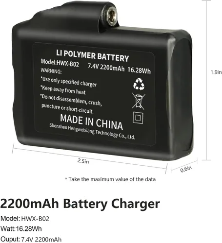 Vista 3 de Baterías recargables de polímero de litio de 7.4 V 2200 mAh – Baterías recargables de iones de litio para rodilleras calentadas, guantes