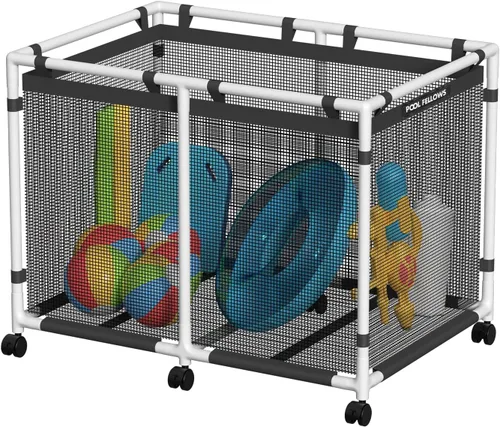 Vista 13 de Contenedor de almacenamiento para piscina, 90 galones, soporte para fideos, juguetes, flotadores, toallas, organizador de malla para equipos