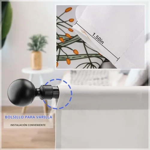 Vista 5 de Aimego Cortinas de Cocina de Eucalipto Primaveral - Hojas de Plantas de Acuarela Floral Azul con Cortinas de Nivel Botánico Floral para Cafetería
