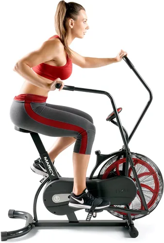 Vista 8 de Marcy Bicicleta fija de ejercicios con ventilador y resistencia de aire con manillares de doble acción