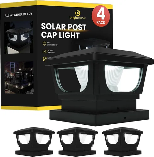 Vista 10 de Brighticonic Luces solares para tapa de poste para exteriores de 4 x 4, 3 x 3 – Luces de poste de encendido/apagado automático alimentadas por