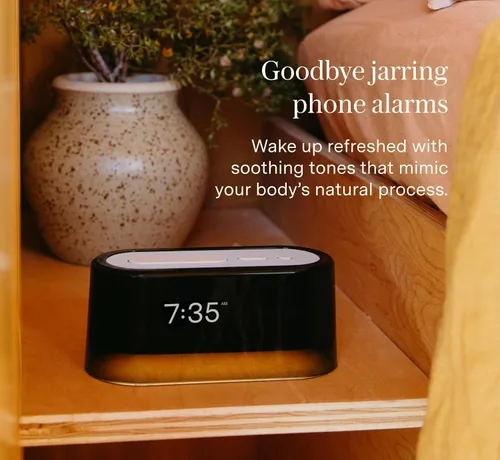 Vista 5 de Loftie Reloj despertador con máquina de sonido – Reloj despertador inteligente con luz nocturna, ruido blanco, altavoz Bluetooth, más de 100 sonidos