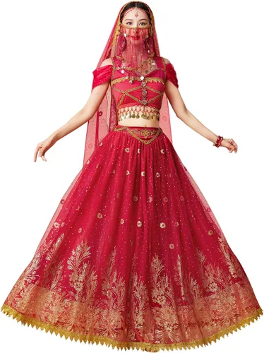 Vista 15 de Disfraces de princesa jazmín para mujer, disfraz de Aladdin para Halloween, cosplay, traje de danza del vientre