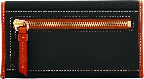 Vista 5 de Dooney & Bourke Cartera de mano Continental para mujer en piel de grano de guijarro, billetera triple con múltiples tarjeteros Negro