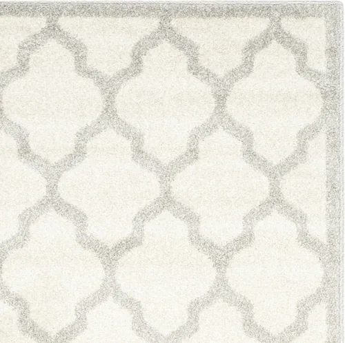 Vista 4 de SAFAVIEH Amherst Collection AMT420E - Alfombra para pasillo, 2 pies 3 pulgadas x 7 pies, beige y gris claro, diseño de enrejado marroquí,
