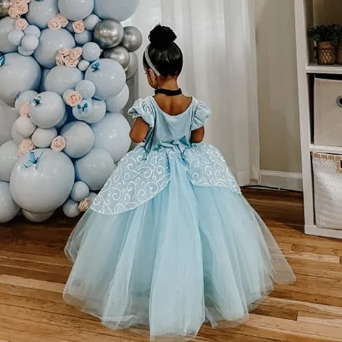 Vista 5 de JWZWJ Fancy Cinderella Princess Dress Costume Puff Sleeve Halloween Birthady Party Cosplay for Girls 2-11T