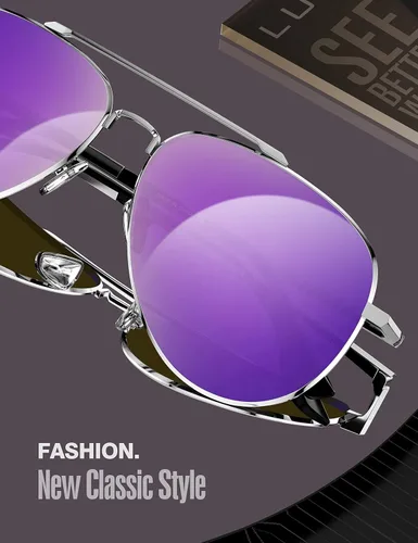 Vista 22 de LUENX, Aviator - Gafas de sol polarizadas, para hombres y mujeres, protección UV 400, con funda 60MM