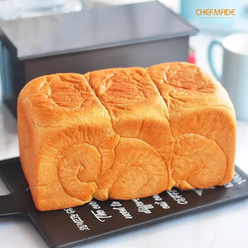 Vista 7 de CHEFMADE Molde para pan con tapa, antiadherente de 0.99 libras de capacidad de masa rectangular plana para hornear en horno
