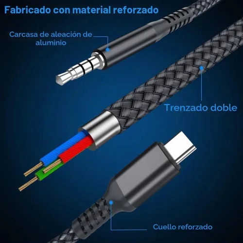 Vista 3 de Elebase Cable auxiliar para Samsung Galaxy S25 S24 de 1.2 m, cable USB C a aux, adaptador de audio auxiliar tipo C a conector de 3.5 mm para Z Fold