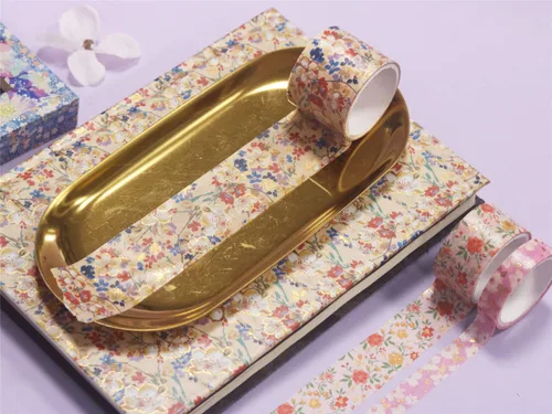 Vista 9 de YUBBAEX Mystic Gold Washi Tape Set - Cinta adhesiva decorativa ancha de lámina plateada para artes, manualidades DIY, suministros para diarios