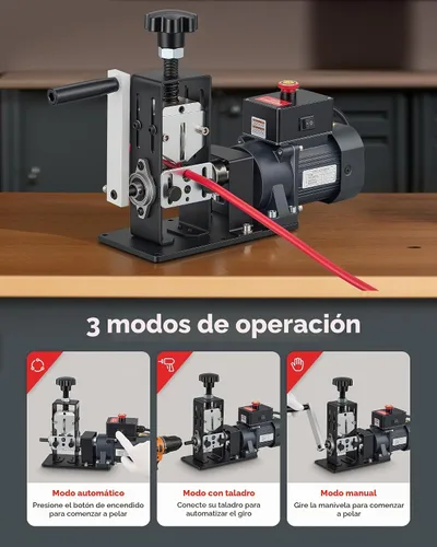 Vista 4 de CREWORKS Máquina pelacables automática, pelacables eléctrico para cables de cobre de 0.06"-0.9" (1.5-22 mm) con 3 modos de operación, herramienta