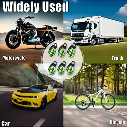 Vista 170 de 4 tapas de válvula de neumático de granada cromada, tapas de válvula de neumático de acero inoxidable para automóviles, camiones, SUV, motocicletas