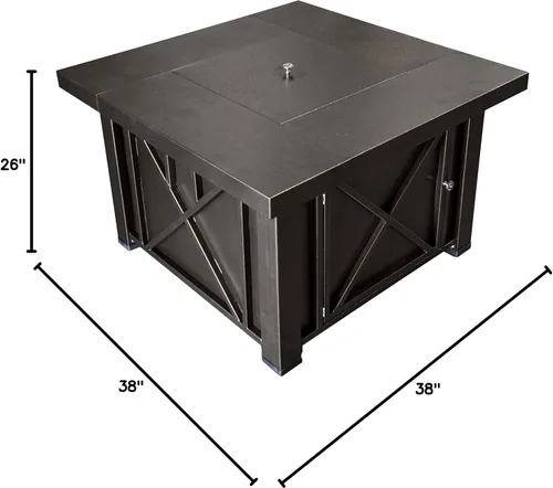 Vista 12 de Hiland GSF-DGH Fogata cuadrada de propano con tapa, 40,000 BTU, bronce decorativo