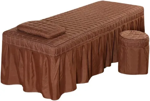Vista 3 de Juego de 3 piezas de mesa de masaje para salón de belleza, sábana de cama, falda de spa, cubierta completa con funda de almohada, funda de taburete..