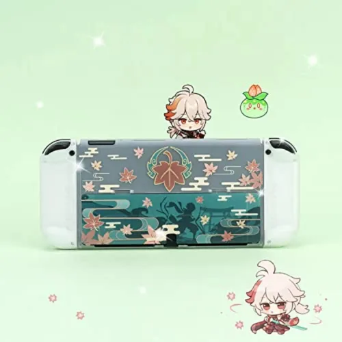 Vista 6 de ENFILY Cute Genshin Impact Kaedehara Kazuha Case Compatible with Nintendo Switch OLED, Dockable Case Cover, Ergonomic Soft TPU Grip Case for Joycon