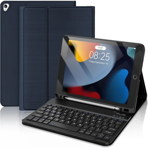 Vista 13 de Funda con teclado táctil para iPad de 9ª/8ª/7ª generación de 10.2 pulgadas, Pro 10.5, Air 3ª generación, funda inteligente con soporte para lápices