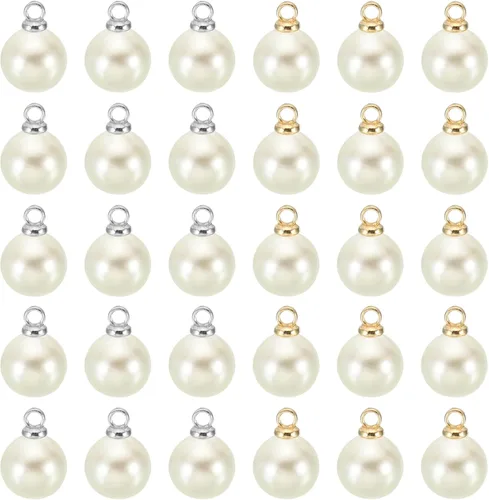 Vista 28 de PATIKIL Abalorio de perlas, 100 cuentas de perlas de imitación de perlas colgantes para bricolaje para hacer joyas, pulseras, aretes, collares Beige