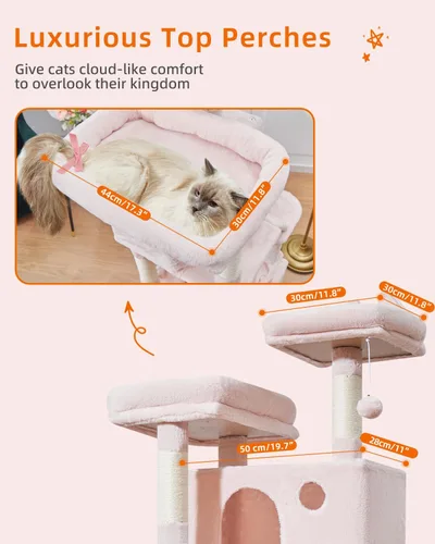 Vista 34 de Taoqimiao Árbol para gatos de 57.5 pulgadas, torre para gatos de interior para adultos, condominio extragrande para gatos, 8 postes rascadores