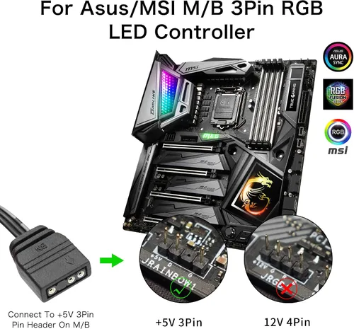 Vista 2 de YACSEJAO 5V 3Pin RGB LED Splitter 10-Port 3Pin LED Hub Controlador con cable de extensión de 50CM
