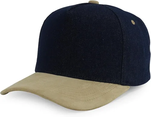 Vista 28 de Trendy Apparel Shop Gorra de béisbol combinada de 5 paneles de algodón y gamuza Piedra real