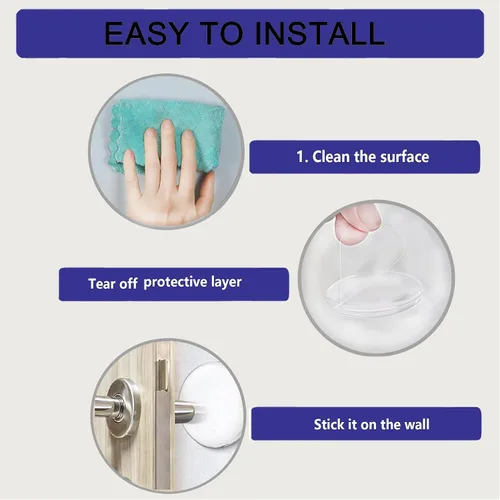 Vista 6 de 24 protectores de pared para tope de puerta de 1.57 pulgadas, protector de pared para pomos de puerta, autoadhesivo, protectores de pared de goma