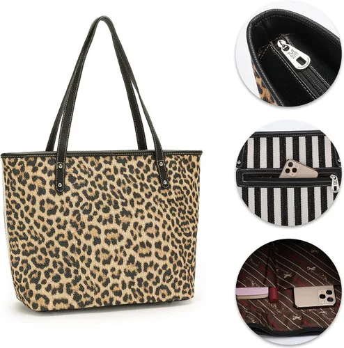 Vista 4 de Montana West Bolsa de lona occidental con patrón de moda para mujer, bolsa de hombro grande