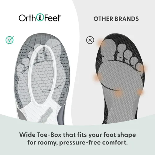 Vista 6 de Orthofeet Alivio del dolor de talón y pies probado. Anchos extendidos. Mejor fascitis plantar ortopédica diabética zapatos de caminar para hombre