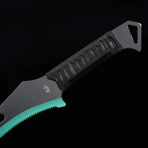 Vista 5 de Espada Ninja de acero inoxidable con vaina, cuchillo táctico de artes marciales para exteriores Verde