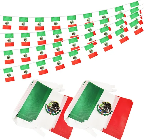 Vista 6 de Bandera argentina de 50 pies con cadena de bandera argentina, mini bandera argentina pequeña, para decoración de fiestas, tiendas y bares