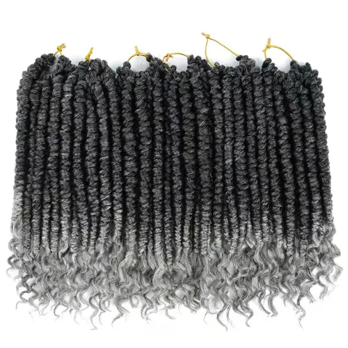 Vista 12 de Pelo de ganchillo senegalés pre primavera trenzado para mujeres negras, pelo sintético Passion Twist trenzado, pelo corto de 12 pulgadas rizado #1B
