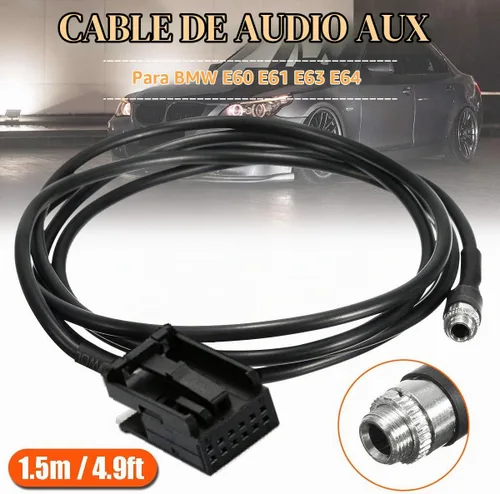 Vista 2 de Cable auxiliar de 0.138 pulgadas compatible con BMW E85 Z4 E39 E53 X3 X5 Mini Cooper, cable de extensión de audio hembra en el automóvil, entrada