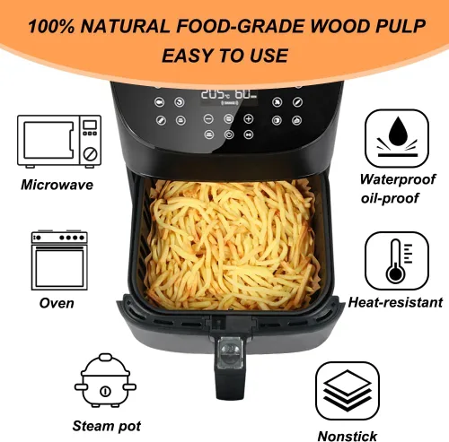Vista 5 de BYKITCHEN Revestimientos para freidora de aire de 9.4x8.7 pulgadas compatibles con freidora de aire de 4-7QT y freidora de aire multifuncional