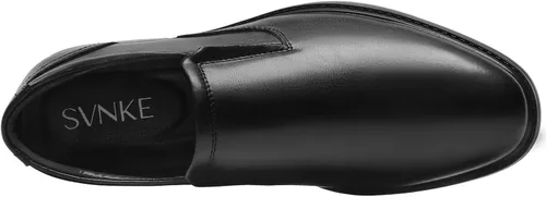Vista 5 de Mocasines casuales sin cordones para hombre, zapatos elásticos con punta cuadrada, zapatos de vestir de boda, zapatos de lujo para oficina