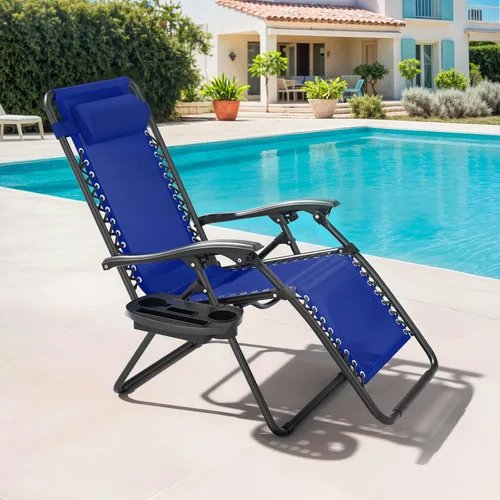 Vista 2 de Magshion Zero Gravity - Sillón reclinable plegable ajustable con portavasos bandeja lateral y almohada extraíble para reposacabezas, tumbona
