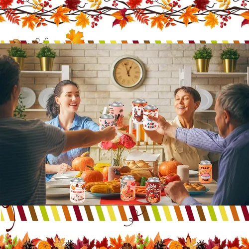 Vista 4 de Remerry 24 fundas para enfriar latas de Acción de Gracias de 12 onzas, fundas divertidas para latas de pavo y calabaza, neopreno, aisladas, fundas